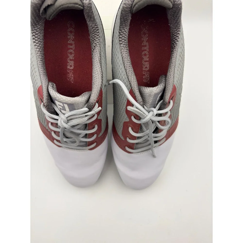 FootJoy Contour Fit Mens Golf Shoes 54095 White Grey Burgundy Spiked 10.5 M